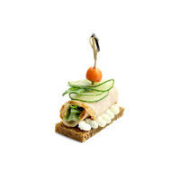 4671. Smoked pork with cheese cream on a rye bread