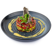 Tuna tartar with avocado salsa and crunchy lavash