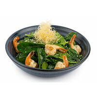 Tiger prawn salad with spinach, kataifi and truffle oil